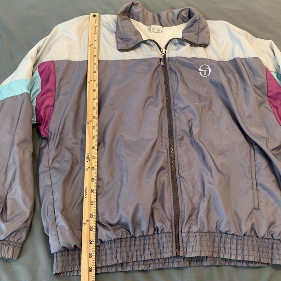 Vintage Sergio Tacchini Jacket Mens 40 Gray Colorblock Tennis Windbreaker 90s - Picture 5 of 7